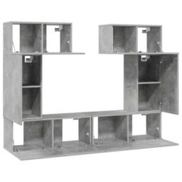 Berkfield Home 6 Piece TV Cabinet Set Concrete Grey Engineered Wood - thumbnail 4