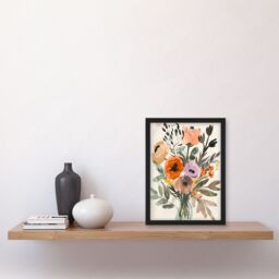 Artery8 Flower Bouquet Vase Abstract Floral Watercolour Framed Wall Art - Size: A4 - thumbnail 4