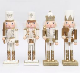 Shatchi 25cm Gold Wooden Nutcrackers Soldiers King Drummer Christmas Ornament 4pcs Set - thumbnail 2