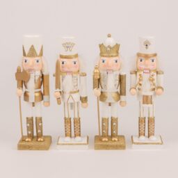 Shatchi 25cm Gold Wooden Nutcrackers Soldiers King Drummer Christmas Ornament 4pcs Set - thumbnail 3