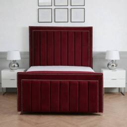 Living Comfort Bedz Royale Plush Velvet Upholstered Bed Slatted Base with 48Inch Headboard in Maroon - Size: Single - thumbnail 2