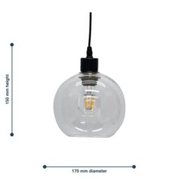 First Choice Lighting Barnum - Clear Glass Globe Easy Fit Pendant Shade - thumbnail 5