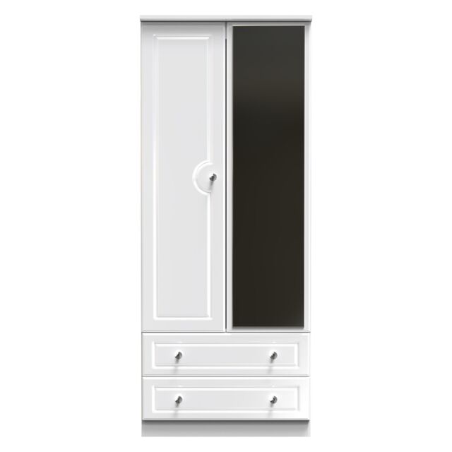 Ready Assembled 2 U Stratford 2 Door 2 Drawer Mirrored Wardrobe (Ready Assembled) in White - image 1