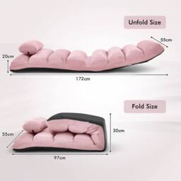 Gymax Upholstered Floor Chaise Lounge 5-Position Foldable Gaming Seat in Pink - thumbnail 2