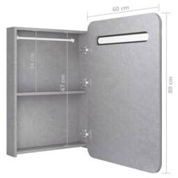 Berkfield Home LED Bathroom Mirror Cabinet Concrete Grey 60x11x80 cm - Size: 60 x 11 x 80 cm - thumbnail 7