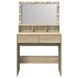 Berkfield Home Dressing Table with LED Sonoma Oak 80x41x134.5 cm in Brown - thumbnail 5