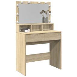 Berkfield Home Dressing Table with LED Sonoma Oak 80x41x134.5 cm in Brown - thumbnail 4