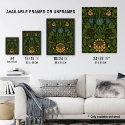 "Artery8 Violet Columbine Flower Detail W. Morris Vintage Wall Art Print Poster in Green - Size: W24"" x H32""" - thumbnail 3