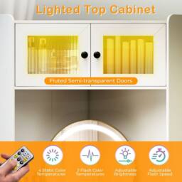 Gymax Corner Dressing Table With Lights Cushioned Stool & Charging Station in White - thumbnail 8