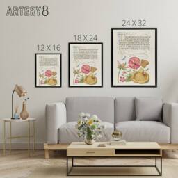 "Artery8 Flowers Mushroom & Butterfly Calligraphy Framed Canvas Wall Art in White - Size: W12"" x H16""" - thumbnail 4