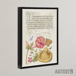 "Artery8 Flowers Mushroom & Butterfly Calligraphy Framed Canvas Wall Art in White - Size: W12"" x H16""" - thumbnail 2