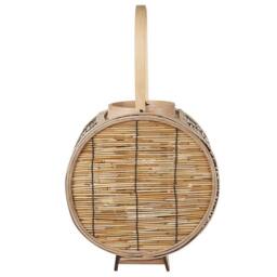 Wyld and Coco Natural Rattan Lantern 30 cm with Glass Candle Holder Brown - thumbnail 4
