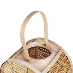 Wyld and Coco Natural Rattan Lantern 30 cm with Glass Candle Holder Brown - thumbnail 5