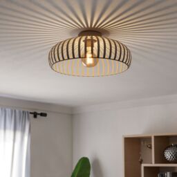 Eglo Mogano 3 Sandy Steel Minimalist, Caged Style Ceiling Light in Nude - thumbnail 1