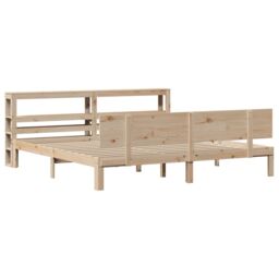 Berkfield Home Bed Frame with Headboard without Mattress 180x200 cm Super King in Brown - thumbnail 3