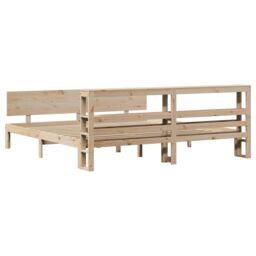 Berkfield Home Bed Frame with Headboard without Mattress 180x200 cm Super King in Brown - thumbnail 6