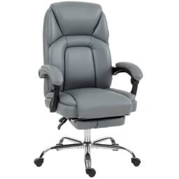 STILVORA Grey Faux Leather Reclining Office Chair with Footrest - thumbnail 5