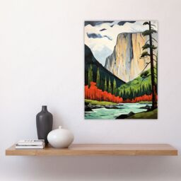 Artery8 El Capitan Autumn Colours Artwork Striking Landmark In Yosemite National Park Large Wall Unframed Art Poster Print Thick Paper 18X24 Inch - thumbnail 4