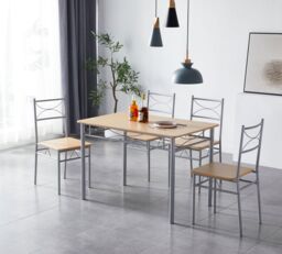 MCC Direct Dining table & 4 chairs Wooden Table Set with Metal Frame Silvia in Natural - thumbnail 1