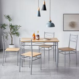 MCC Direct Dining table & 4 chairs Wooden Table Set with Metal Frame Silvia in Natural - thumbnail 4