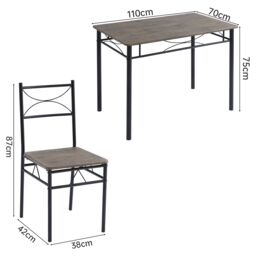 MCC Direct Dining table & 4 chairs Wooden Table Set with Metal Frame Silvia in Natural - thumbnail 5
