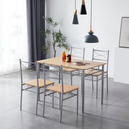 MCC Direct Dining table & 4 chairs Wooden Table Set with Metal Frame Silvia in Natural - thumbnail 2