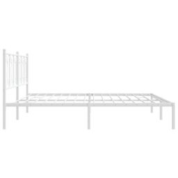 Berkfield Home Metal Bed Frame without Mattress with Headboard White 193x203cm - Size: 193x203 cm - thumbnail 5