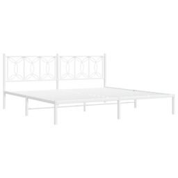 Berkfield Home Metal Bed Frame without Mattress with Headboard White 193x203cm - Size: 193x203 cm - thumbnail 3