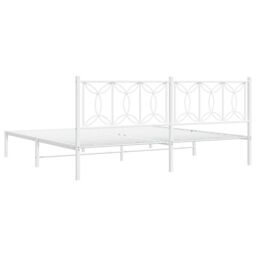 Berkfield Home Metal Bed Frame without Mattress with Headboard White 193x203cm - Size: 193x203 cm - thumbnail 6