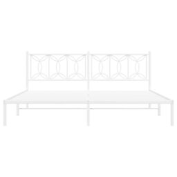 Berkfield Home Metal Bed Frame without Mattress with Headboard White 193x203cm - Size: 193x203 cm - thumbnail 4