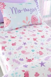 Bedlam Women's 'Mermaid' Vibes Easycare 25cm Fitted Bed Sheet in Aqua - Size: Single - thumbnail 1