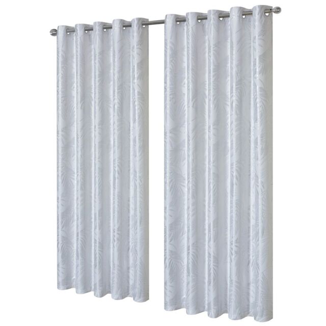 New Edge Blinds Leaf Sparkle Blackout Curtains in Silver, 228cm x 228cm in White - Size: 167 cm width x 137 cm drop