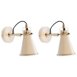 Wyld and Coco Beige Industrial Wall Lamps Set of 2 Adjustable Shades - thumbnail 2