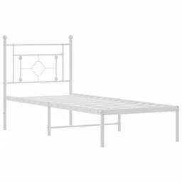 Berkfield Home Metal Bed Frame without Mattress with Headboard White 75x190cm - Size: 75x190 cm - thumbnail 4