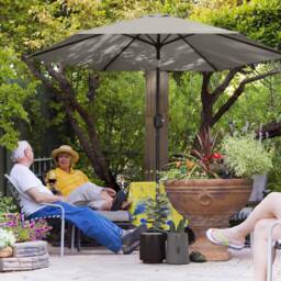 OUTSUNNY 2.6M Garden Parasol Umbrella with Aluminium Pole, Tilt, Crank in Light Grey - Size: 260 cm x 100 cm