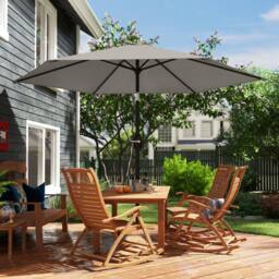 OUTSUNNY 2.6M Garden Parasol Umbrella with Aluminium Pole, Tilt, Crank in Light Grey - Size: 260 cm x 100 cm - thumbnail 9