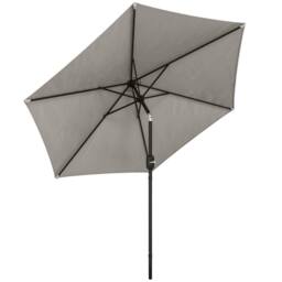 OUTSUNNY 2.6M Garden Parasol Umbrella with Aluminium Pole, Tilt, Crank in Light Grey - Size: 260 cm x 100 cm - thumbnail 2