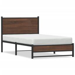 Berkfield Home Metal Bed Frame without Mattress Brown Oak 100x200 cm - thumbnail 1