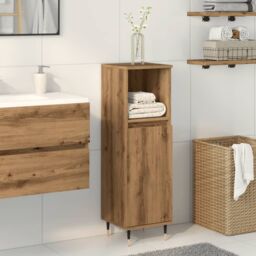 Berkfield Home Bathroom Cabinet Artisan Oak 30x30x100 cm Engineered Wood in Brown - Size: 30 x 30 x 100 cm - thumbnail 1