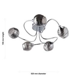 First Choice Lighting Marple - Chrome with Smoke Glass 5 Light Flush Ceiling Light in Silver - thumbnail 7
