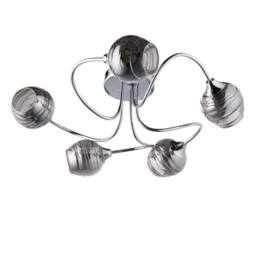 First Choice Lighting Marple - Chrome with Smoke Glass 5 Light Flush Ceiling Light in Silver