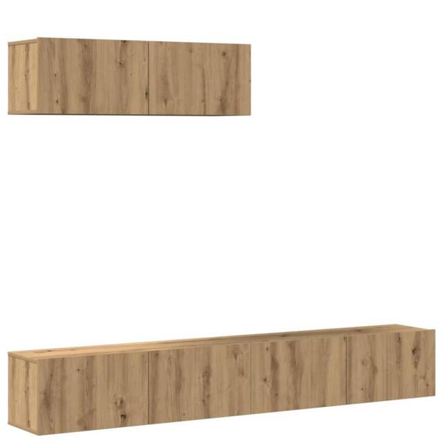 Berkfield Home 3 Piece TV Cabinet Set Wall-mounted Artisan Oak Engineered Wood in Brown - image 1