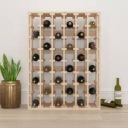 Berkfield Home Wine Rack 70x33x94 cm Solid Wood Pine in Natural - Size: 70 x 33 x 94 cm - thumbnail 3