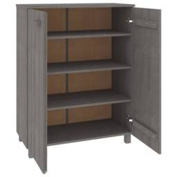 Berkfield Home Shoe Cabinet HAMAR Light Grey 85x40x108 cm Solid Wood Pine - Size: 85 x 40 x 108 cm - thumbnail 5