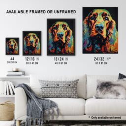 "Artery8 Wall Art Print English Cocker Spaniel Cute Pet Dog Portrait Artwork Vibrant Bold Bright Colourful Painting Art Framed - Size: W12"" x H16""" - thumbnail 3