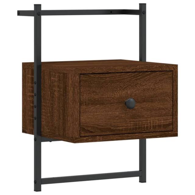 Berkfield Home Bedside Cabinet Wall-mounted Brown Oak 35x30x51 cm Engineered Wood - Size: 35 x 30 x 51 cm - image 1