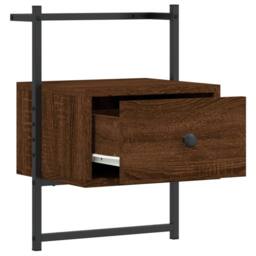 Berkfield Home Bedside Cabinet Wall-mounted Brown Oak 35x30x51 cm Engineered Wood - Size: 35 x 30 x 51 cm - thumbnail 8