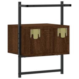 Berkfield Home Bedside Cabinet Wall-mounted Brown Oak 35x30x51 cm Engineered Wood - Size: 35 x 30 x 51 cm - thumbnail 7