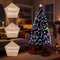 Shatchi 6Ft/180cm Multicolour Fibre Optic Christmas Tree LED Pre-Lit in Green - Size: 6ft - thumbnail 8