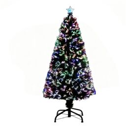 Shatchi 6Ft/180cm Multicolour Fibre Optic Christmas Tree LED Pre-Lit in Green - Size: 6ft - thumbnail 5